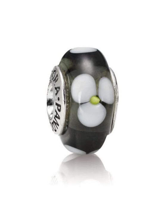 Pandora Jewelry - Pandora Murano Black Flowers Charm 925 ALE  790604